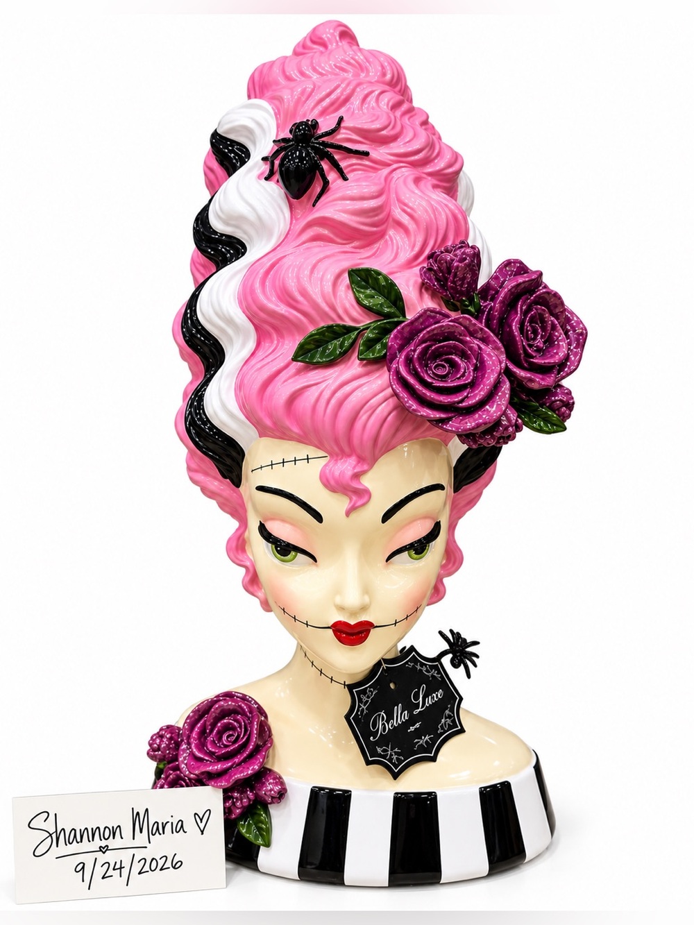 VIRAL HTF Bella Luxx Pink Bride of Frankenstein Bust 18" NWT Halloween